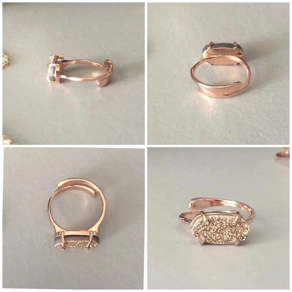 Rose Gold Druzy Agate Ring - Picture 5 of 8